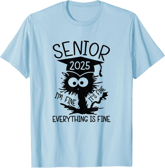 Senior 2025 High School College Graduation Year Class Of T-Shirt - T-Shirt | Light Blue