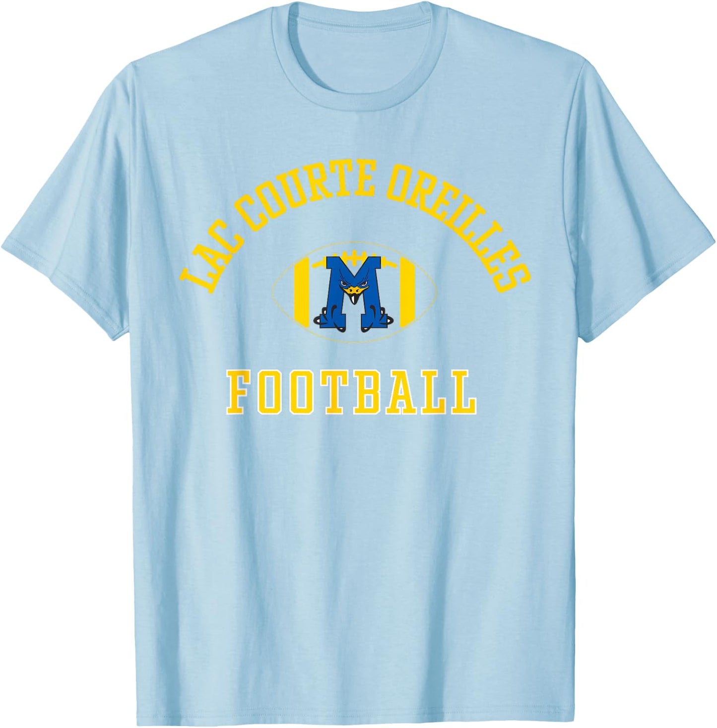 Lac Courte Oreilles Ojibwe School Migiziwag Football T-Shirt - T-Shirt | Light Blue
