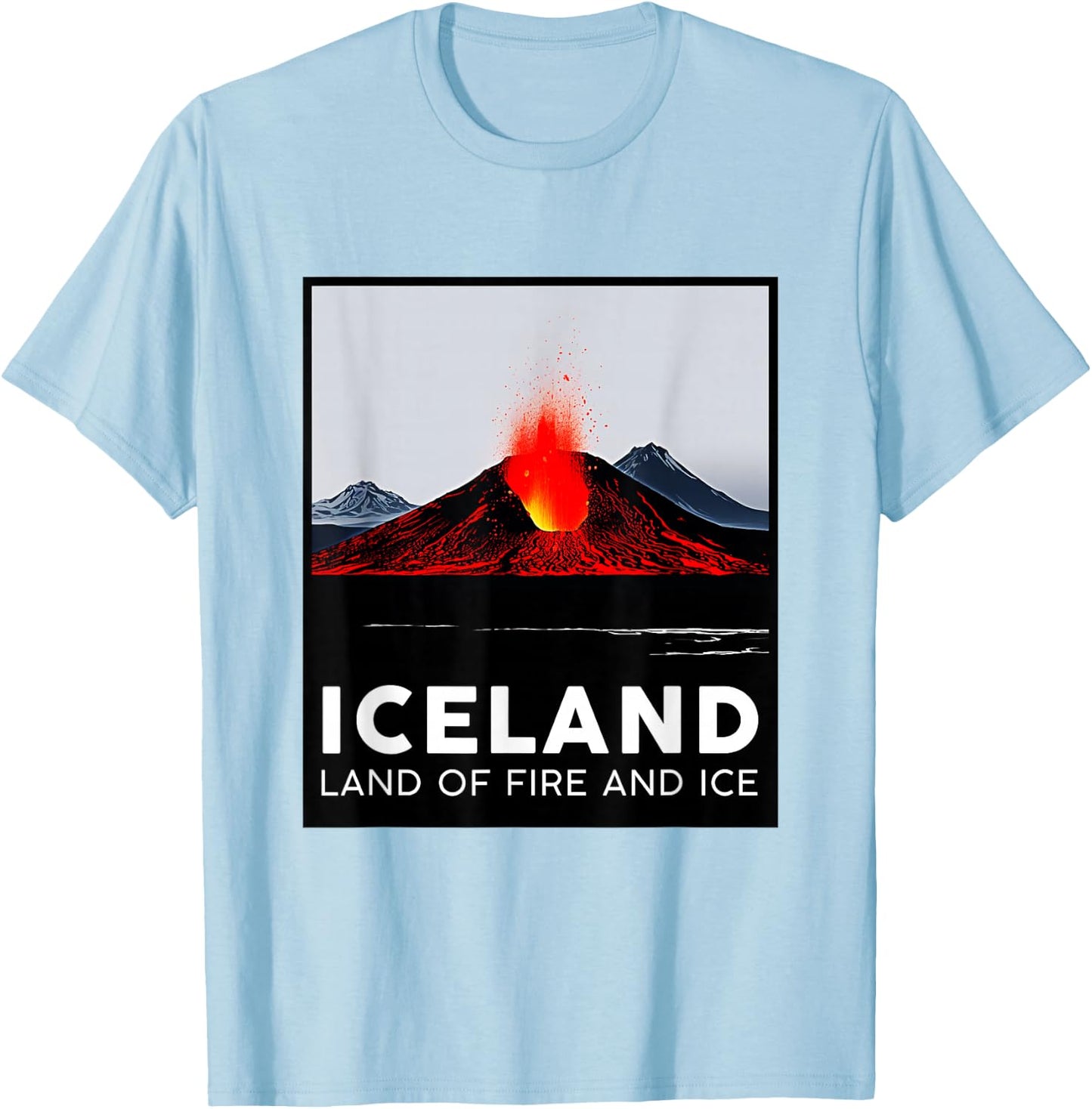 Iceland Volcano Fire Ice Hiking Camping Outdoors Vatnajökull T-Shirt - T-Shirt | Light Blue