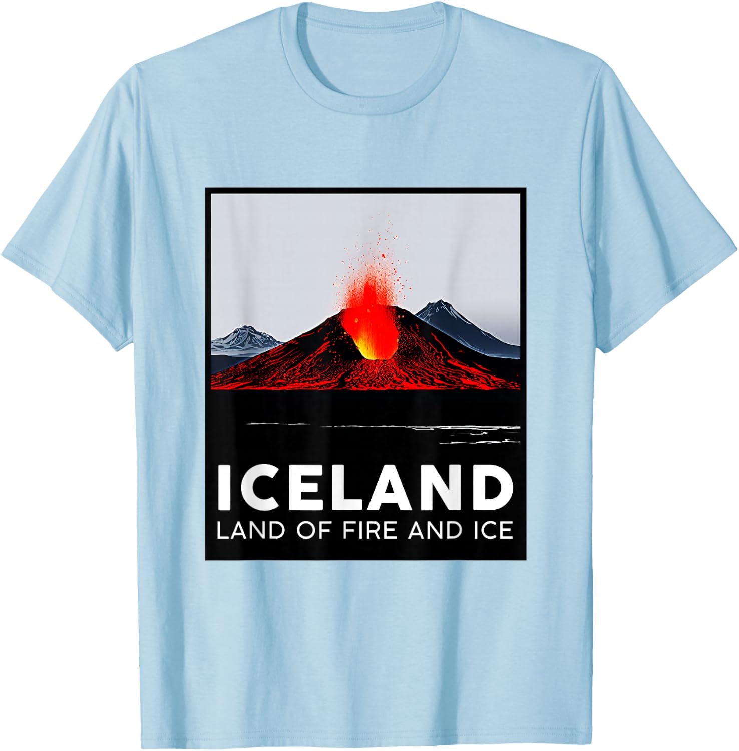 Iceland Volcano Fire Ice Hiking Camping Outdoors Vatnajökull T-Shirt - T-Shirt | Light Blue