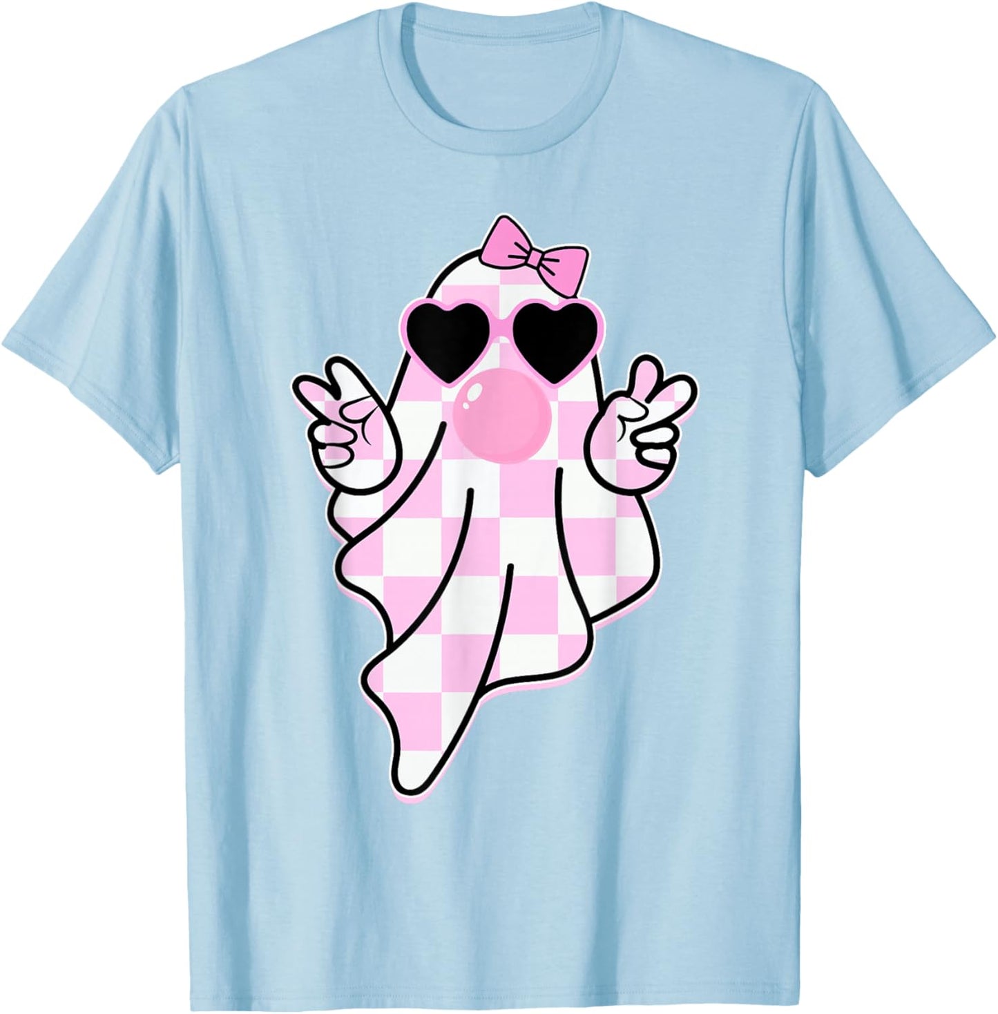 Cute Girly Ghost Blowing Bubble Gift Girl kids T-Shirt - T-Shirt | Light Blue