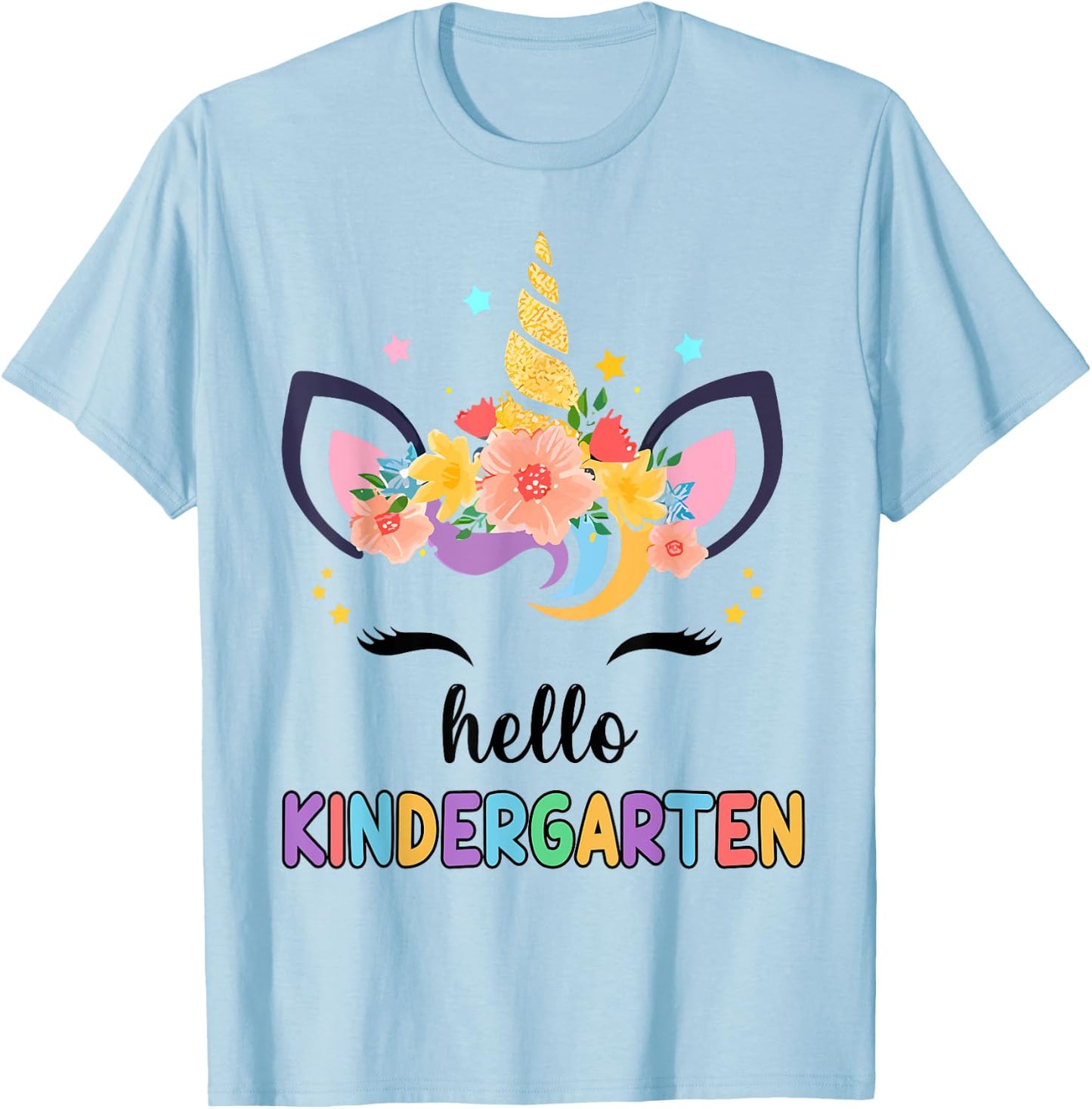 Hello Kindergarten Girl First Day Back School Unicorn Kids T-Shirt - T-Shirt | Light Blue