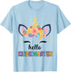 Hello Kindergarten Girl First Day Back School Unicorn Kids T-Shirt - T-Shirt | Light Blue
