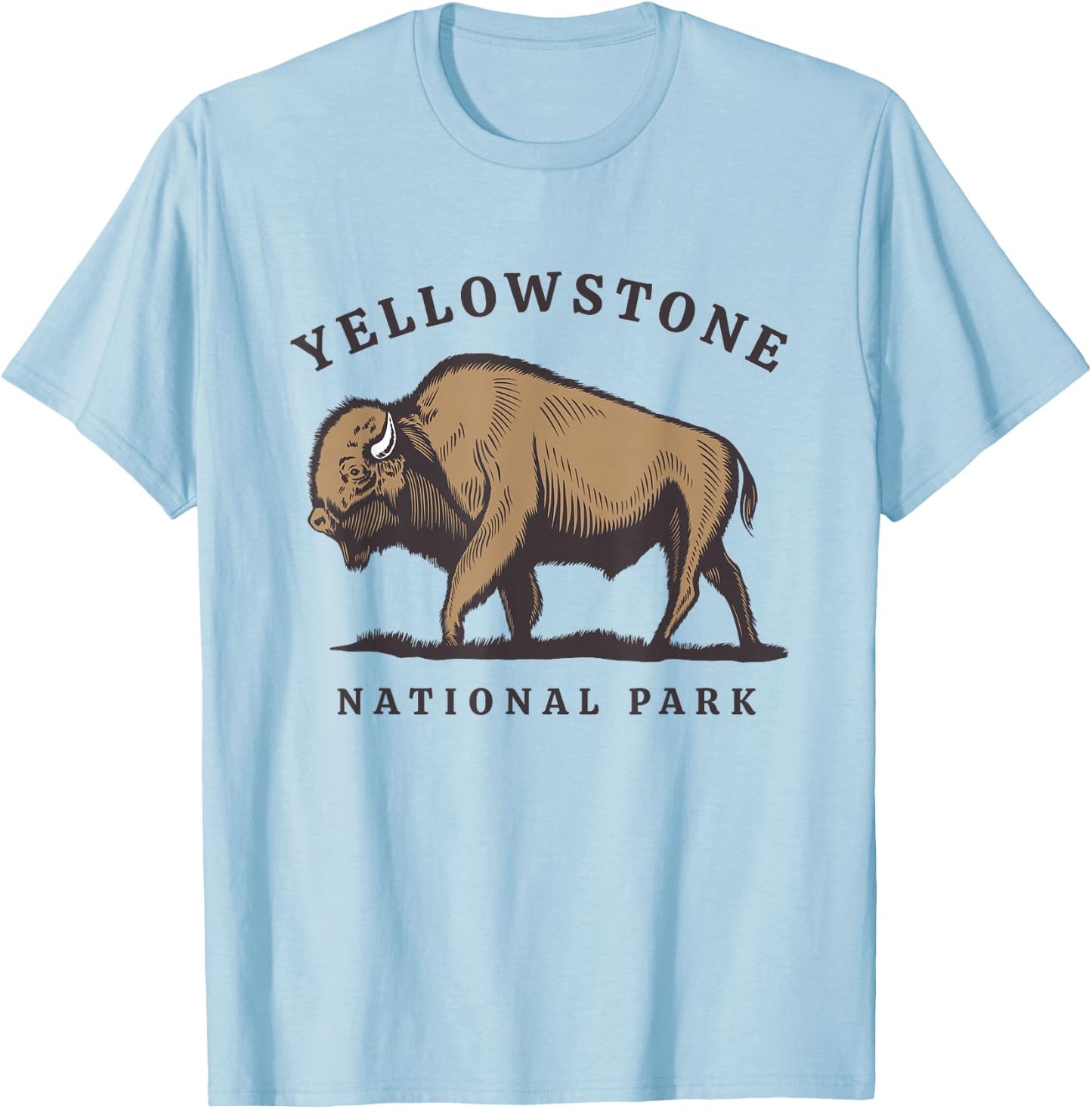 Yellowstone National Park Vintage Buffalo Bison Retro T-Shirt - T-Shirt | Light Blue