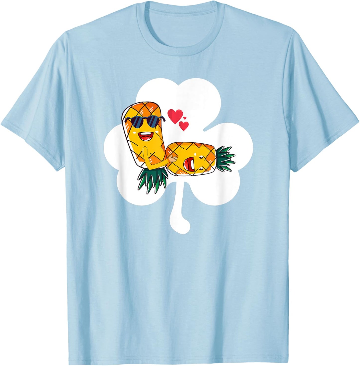 Lucky Swinger Upside Down Pineapple Making Love Shamrock T-Shirt - T-Shirt | Light Blue