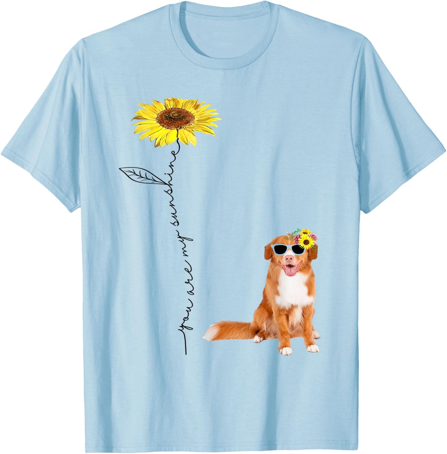 Sunflower and Nova Scotia Duck Tolling Retriever T-Shirt - T-Shirt | Light Blue