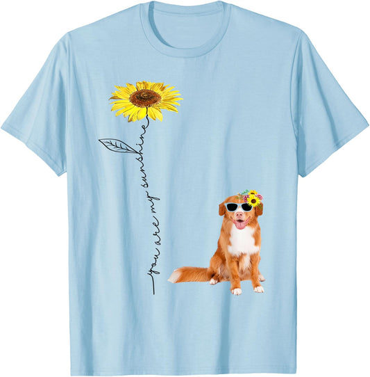 Sunflower and Nova Scotia Duck Tolling Retriever T-Shirt - T-Shirt | Light Blue