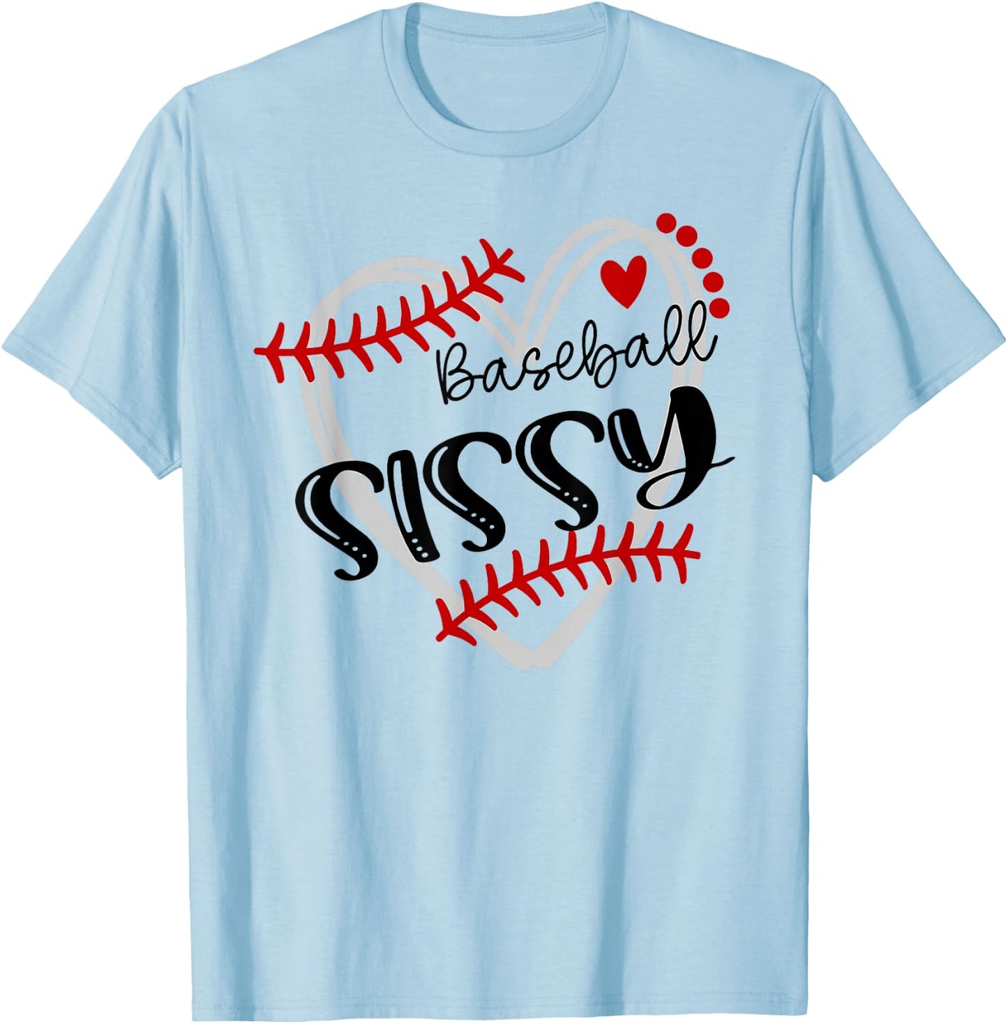 Personalized Baseball Heart Cute Sissy Women Baseball T-Shirt - T-Shirt | Light Blue