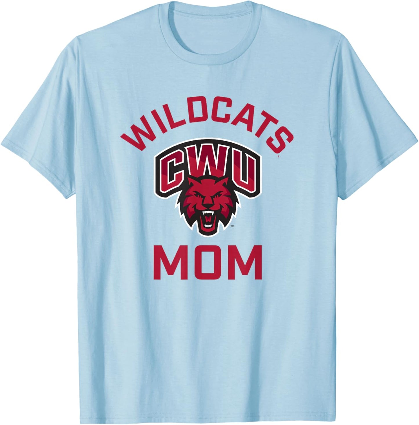 Central Washington University Wildcats Arched Mom T-Shirt - T-Shirt | Light Blue