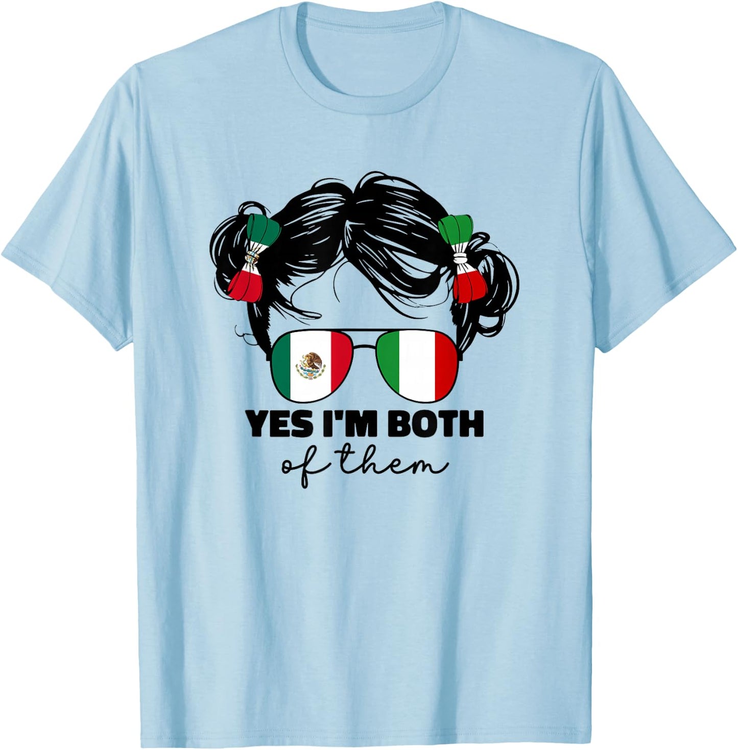 Girls Half Mexican And Italian Mexico Italy Flag Kids Girl T-Shirt - T-Shirt | Light Blue