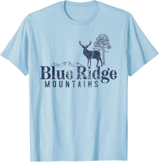 Blue Ridge Mountains Vintage Retro Style Men Women Outdoors T-Shirt - T-Shirt | Light Blue