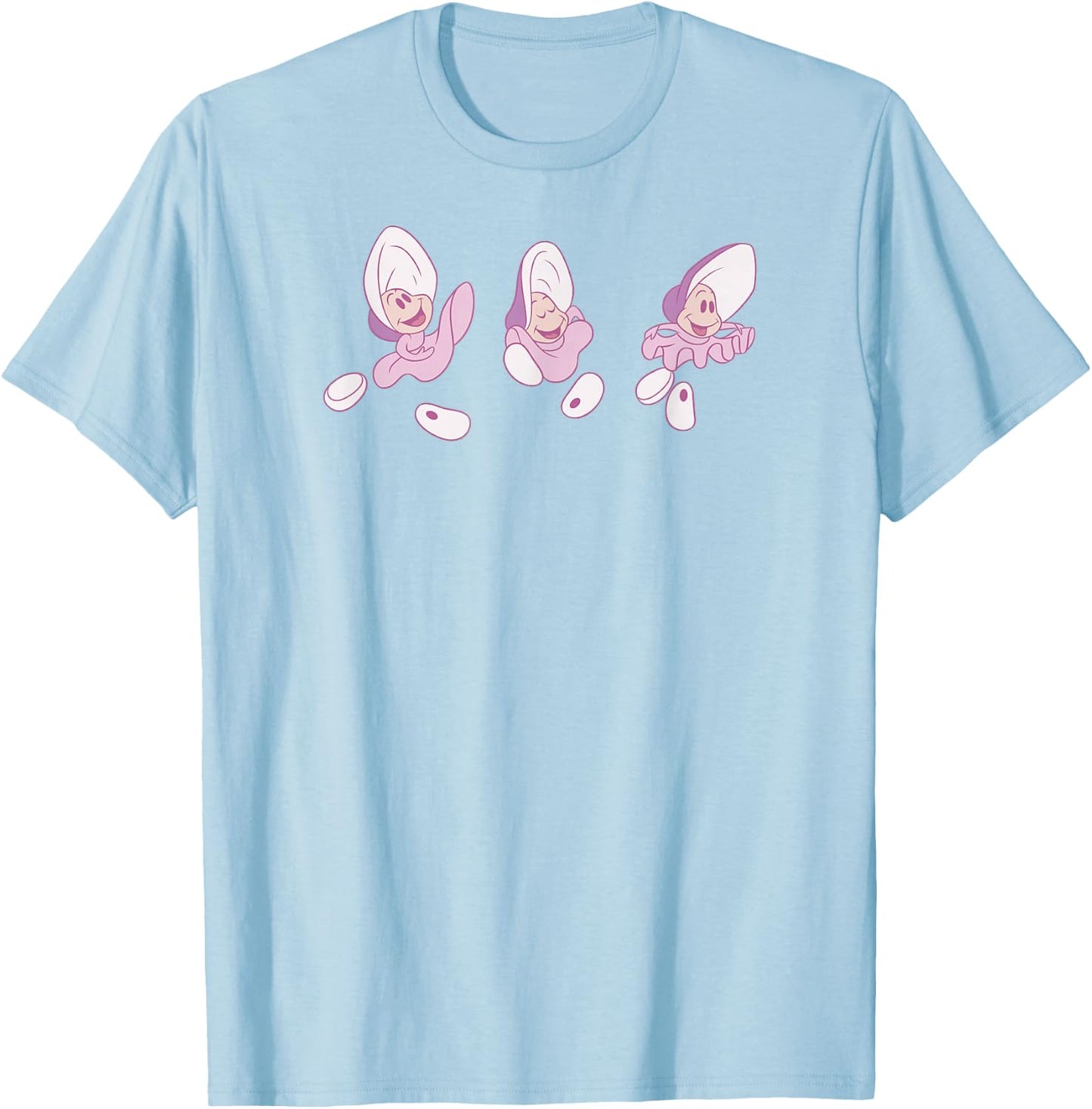 Disney Alice in Wonderland Cute Dancing Oysters Chest Logo T-Shirt - T-Shirt | Light Blue