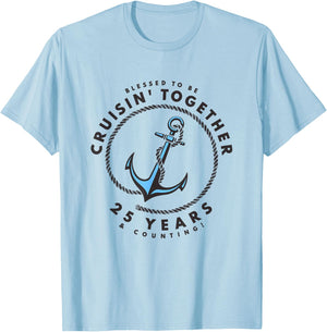 Couples Matching 25th Anniversary Cruise - Boat Anchor T-Shirt - T-Shirt | Light Blue