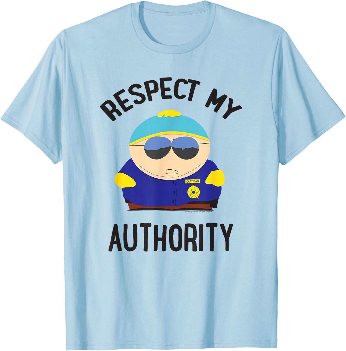 South Park Cartman Respect My Authority T-Shirt - T-Shirt | Light Blue