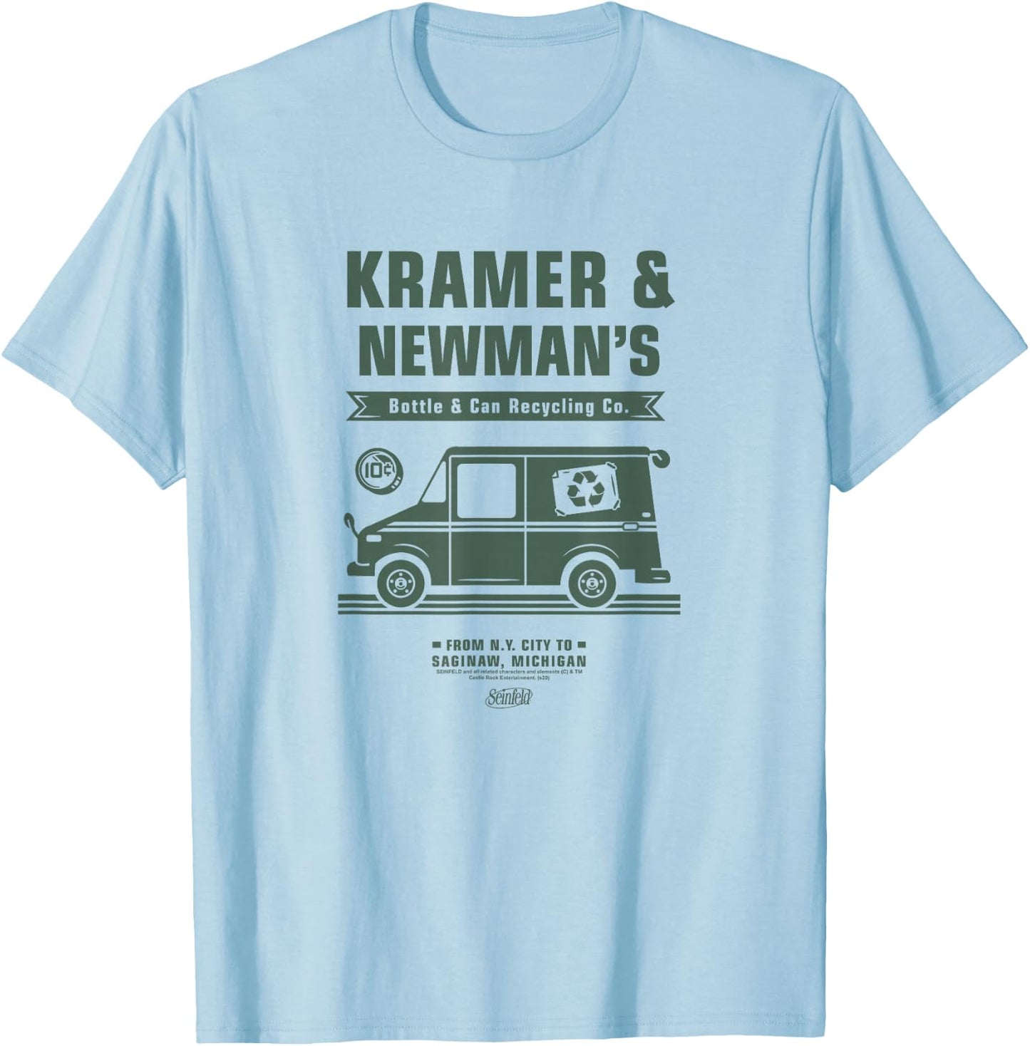 Seinfeld Kramer's & Newman's Bottle & Cap Recycling Co. T-Shirt - T-Shirt | Light Blue