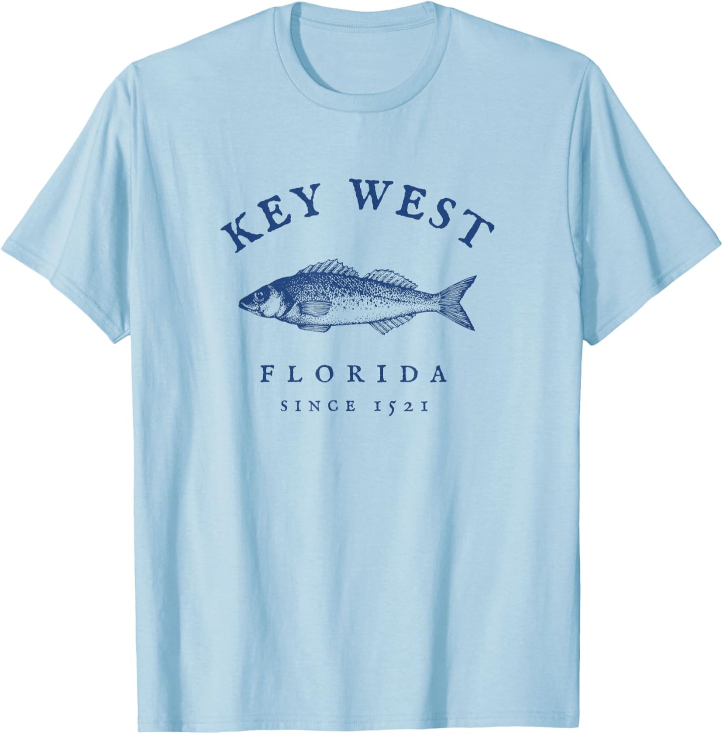Key West Florida Vintage Fishing Small T-Shirt - T-Shirt | Light Blue