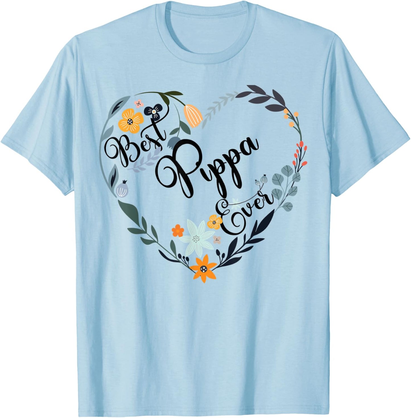 Best Pippa Ever Heart Flower Blessed Grandma Mother's Day T-Shirt - T-Shirt | Light Blue
