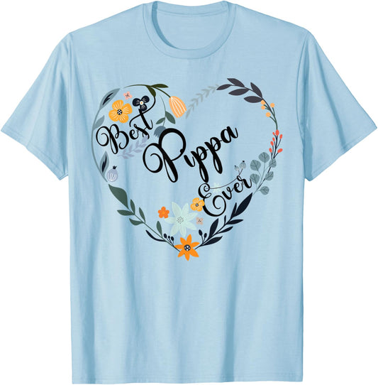 Best Pippa Ever Heart Flower Blessed Grandma Mother's Day T-Shirt - T-Shirt | Light Blue