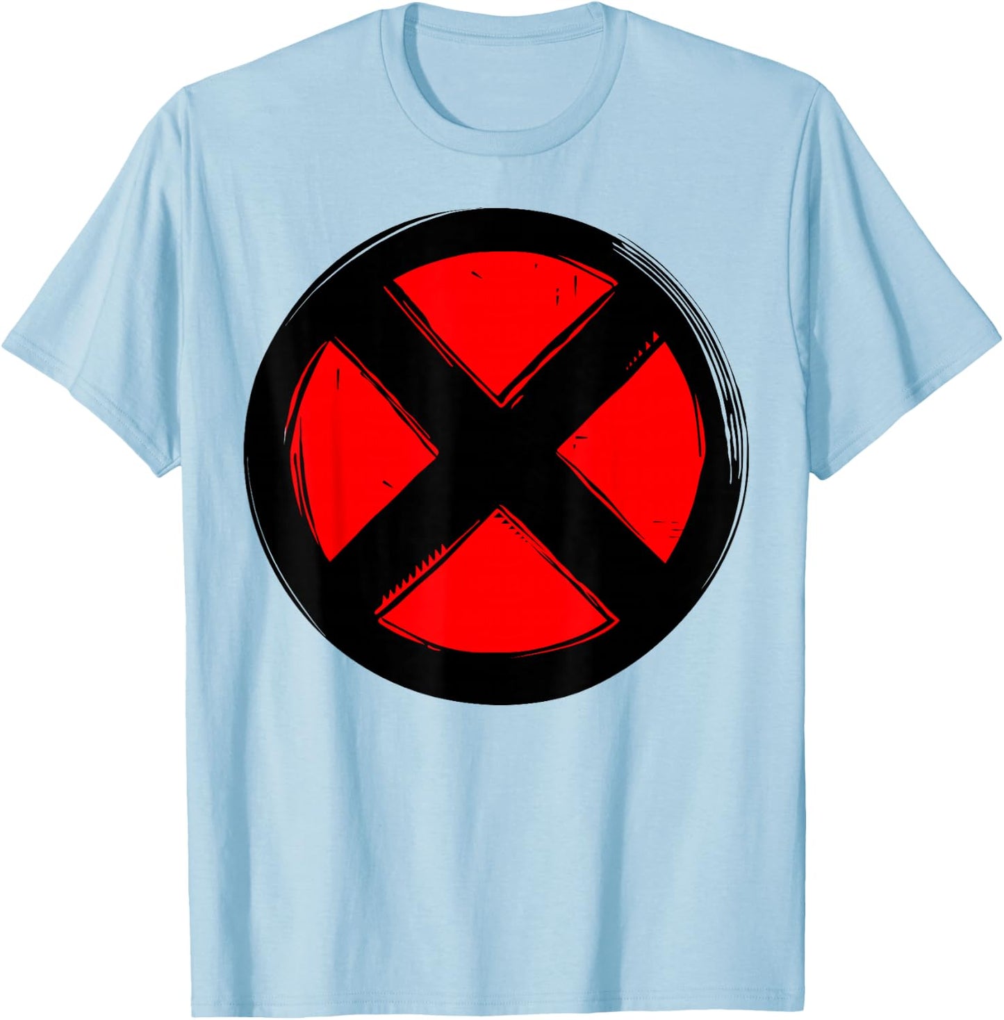 Marvel X-Men Woodcut Red Logo T-Shirt - T-Shirt | Light Blue