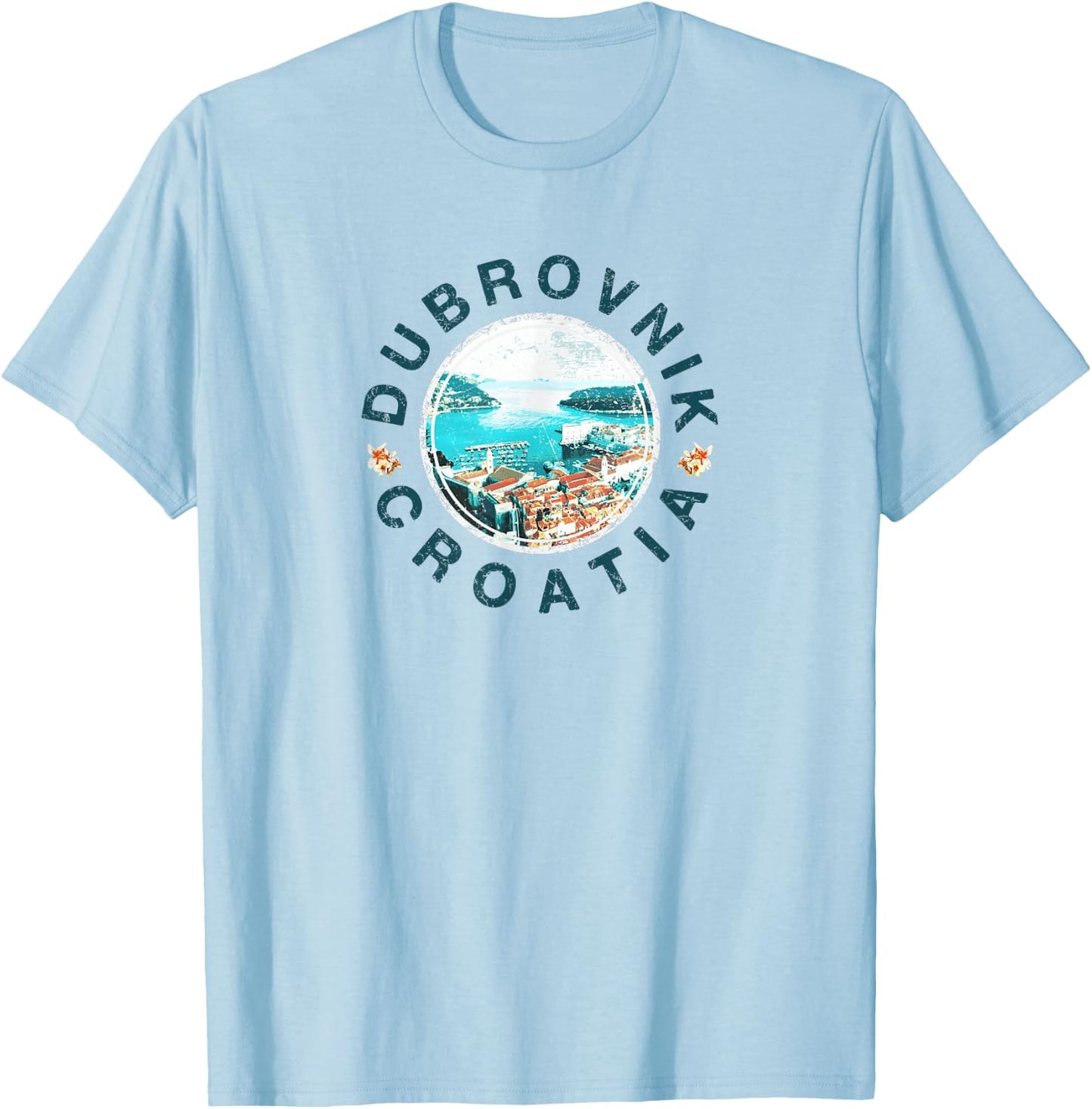 Croatia Dubrovnik Croatian Vintage T-Shirt - T-Shirt | Light Blue