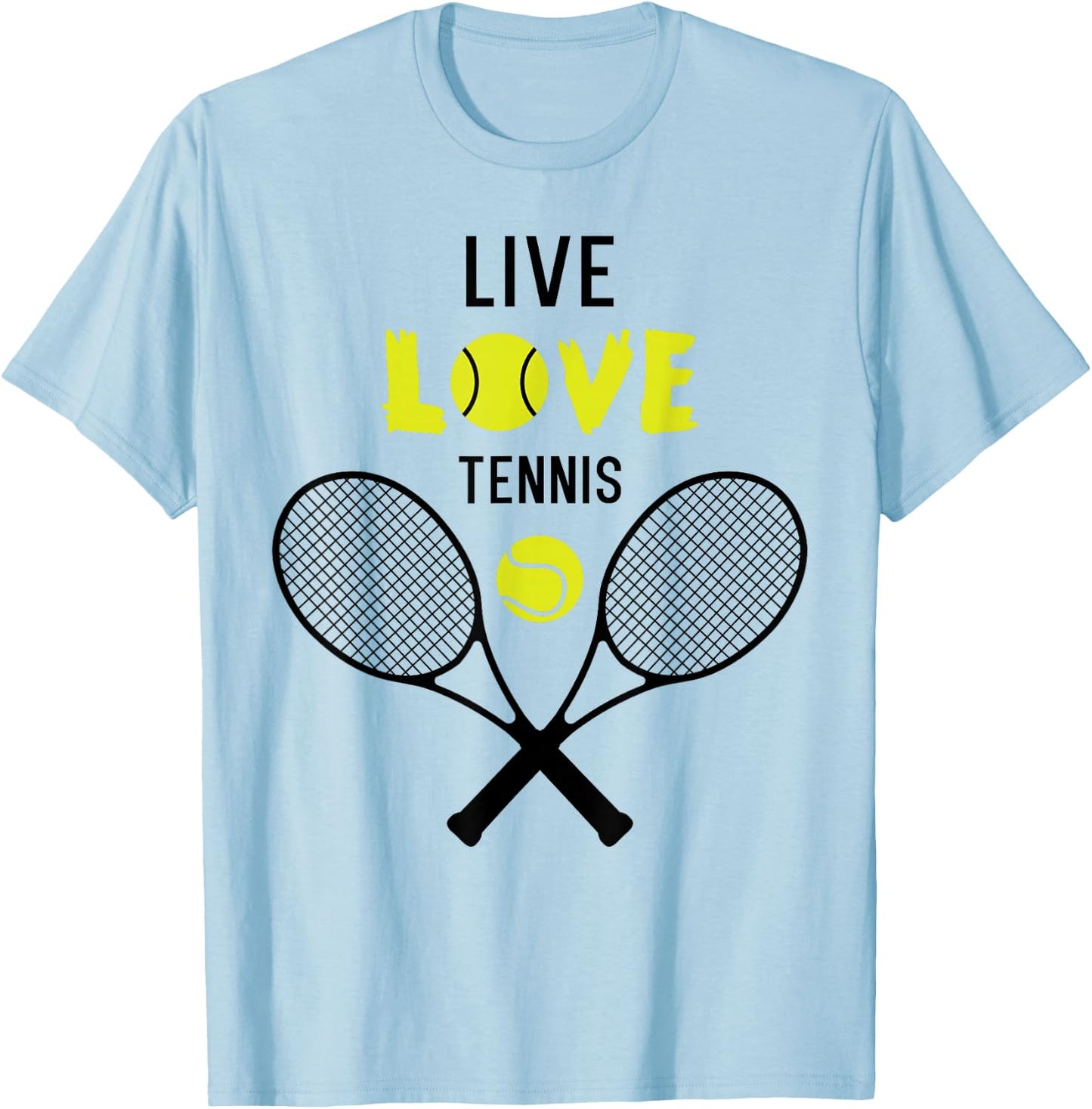 Live Love Tennis Funny Tennis Player Tennis Coach Gift T-Shirt - T-Shirt | Light Blue