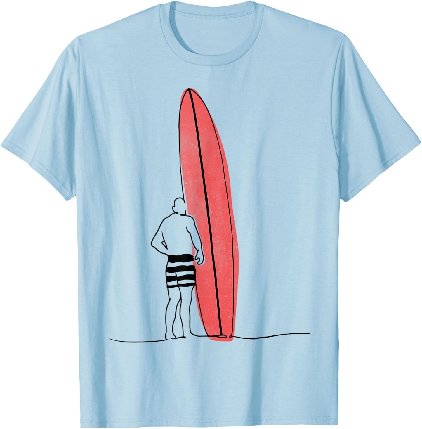 Vintage Minimalist 60s Pipeline Longboard Sunset Surf T-Shirt - T-Shirt | Light Blue