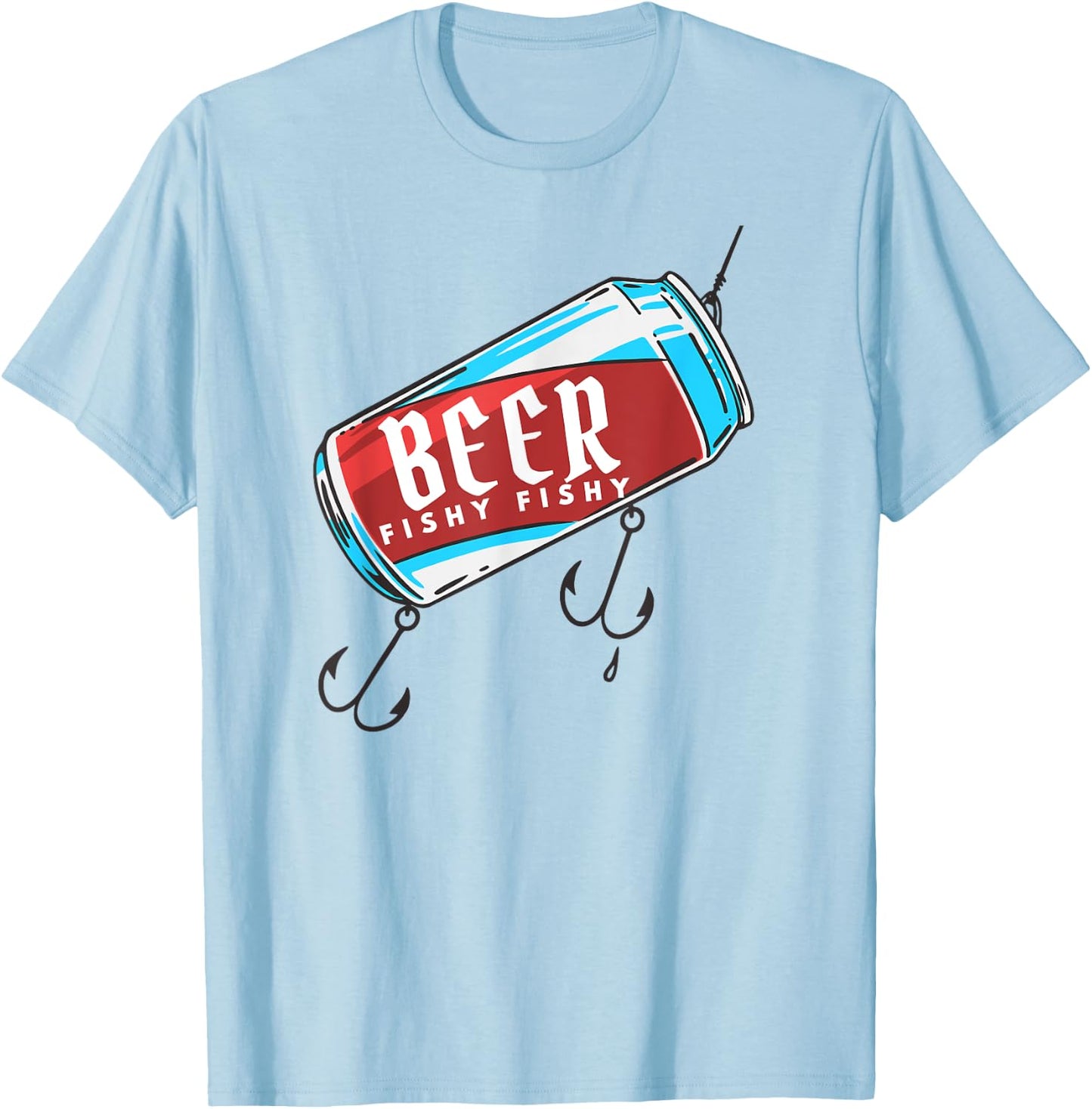 Humor Beer Fishy Fish Hook T-Shirt - T-Shirt | Light Blue