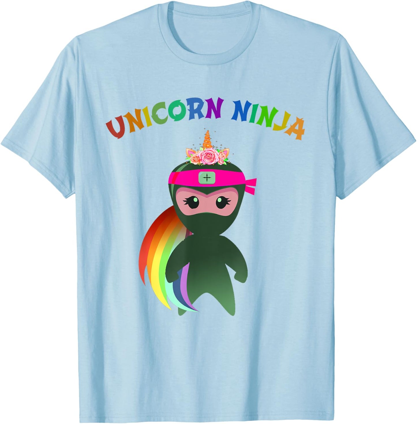 Pink UNICORN NINJA Fancy Dress Spy Girls Kids Mom Teachers T-Shirt - T-Shirt | Light Blue