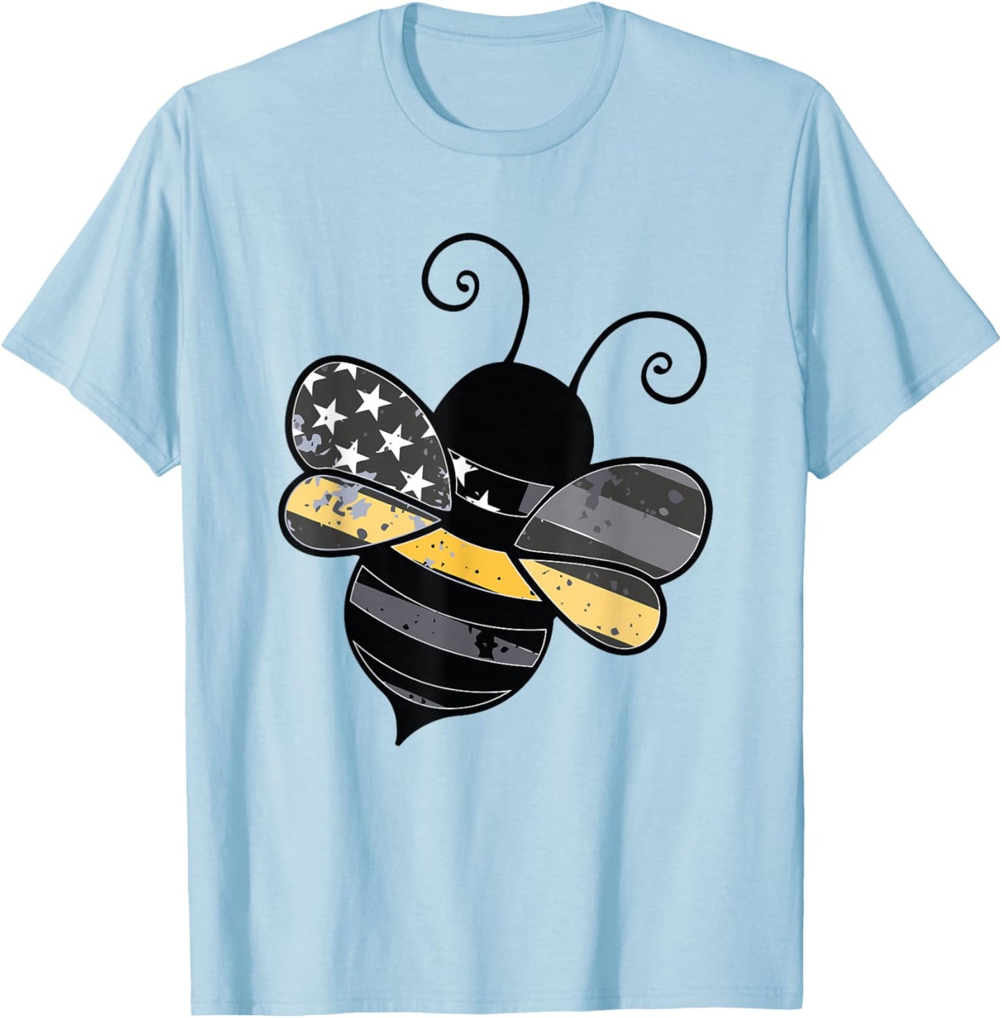 Proud Thin Gold Line Bumble Bee Patriotic 911 Dispatcher T-Shirt - T-Shirt | Light Blue