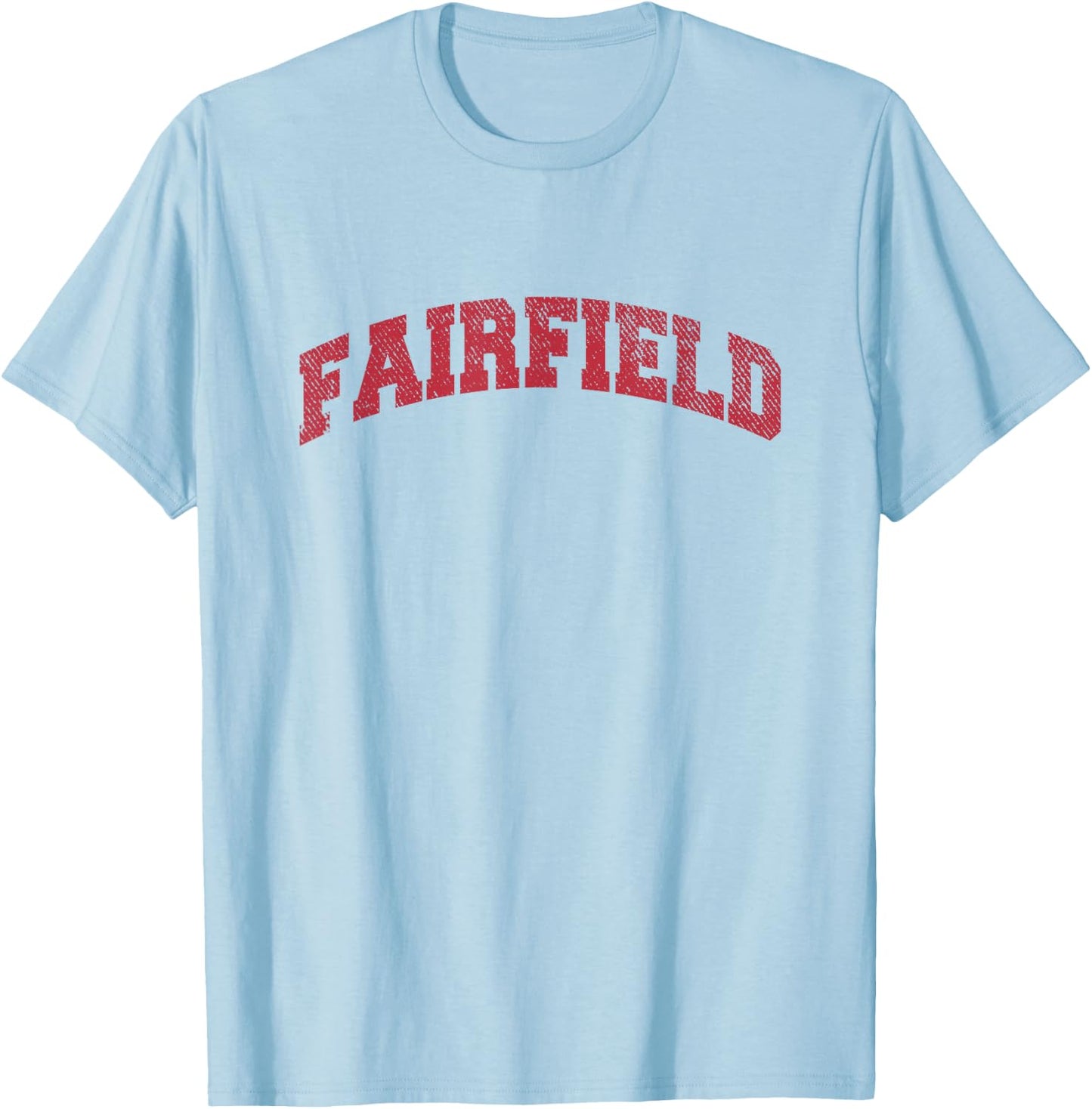 Fairfield Connecticut Classic Athletic Sports Distressed T-Shirt - T-Shirt | Light Blue