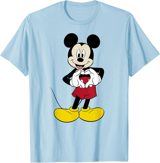 Disney Mickey And Friends Heart Hands Portrait T-Shirt - T-Shirt | Light Blue