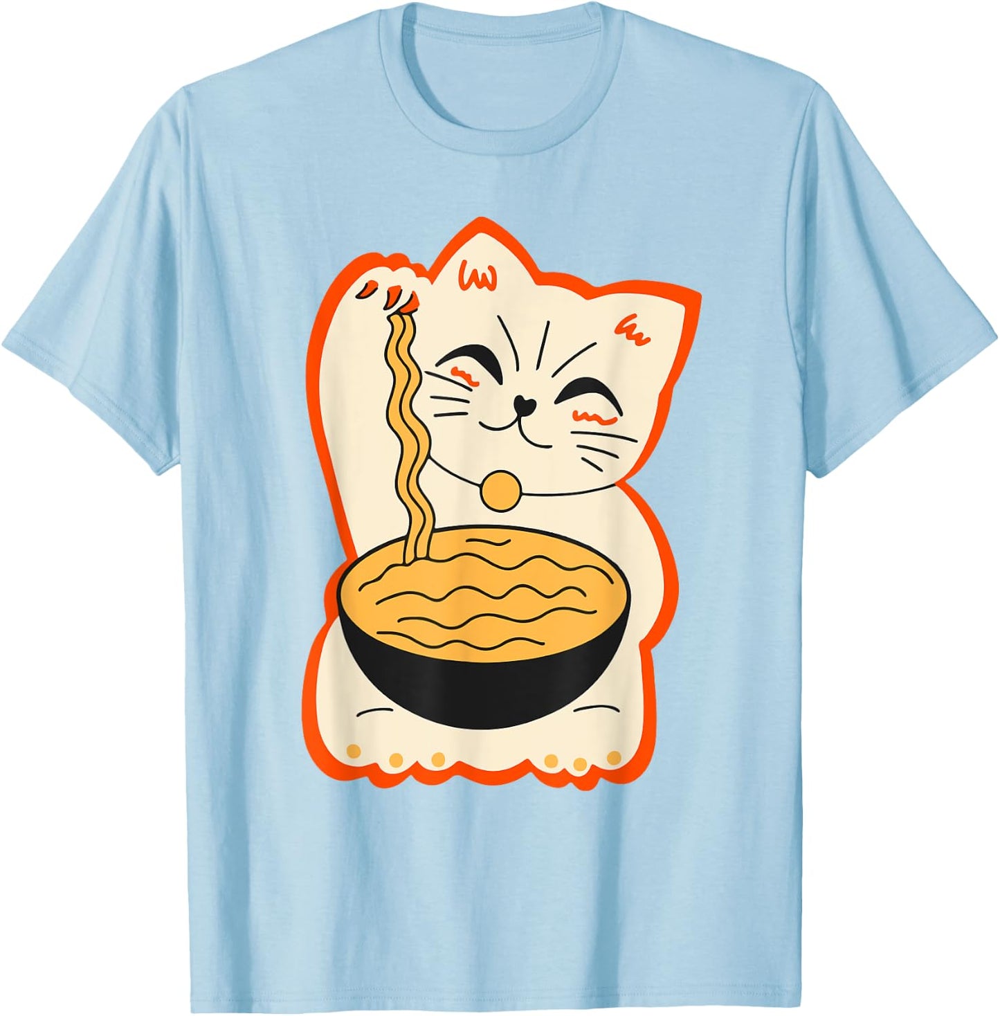 Cute Cat Ramen Teen Girl Women Funny Japanese Neko Kawaii T-Shirt - T-Shirt | Light Blue