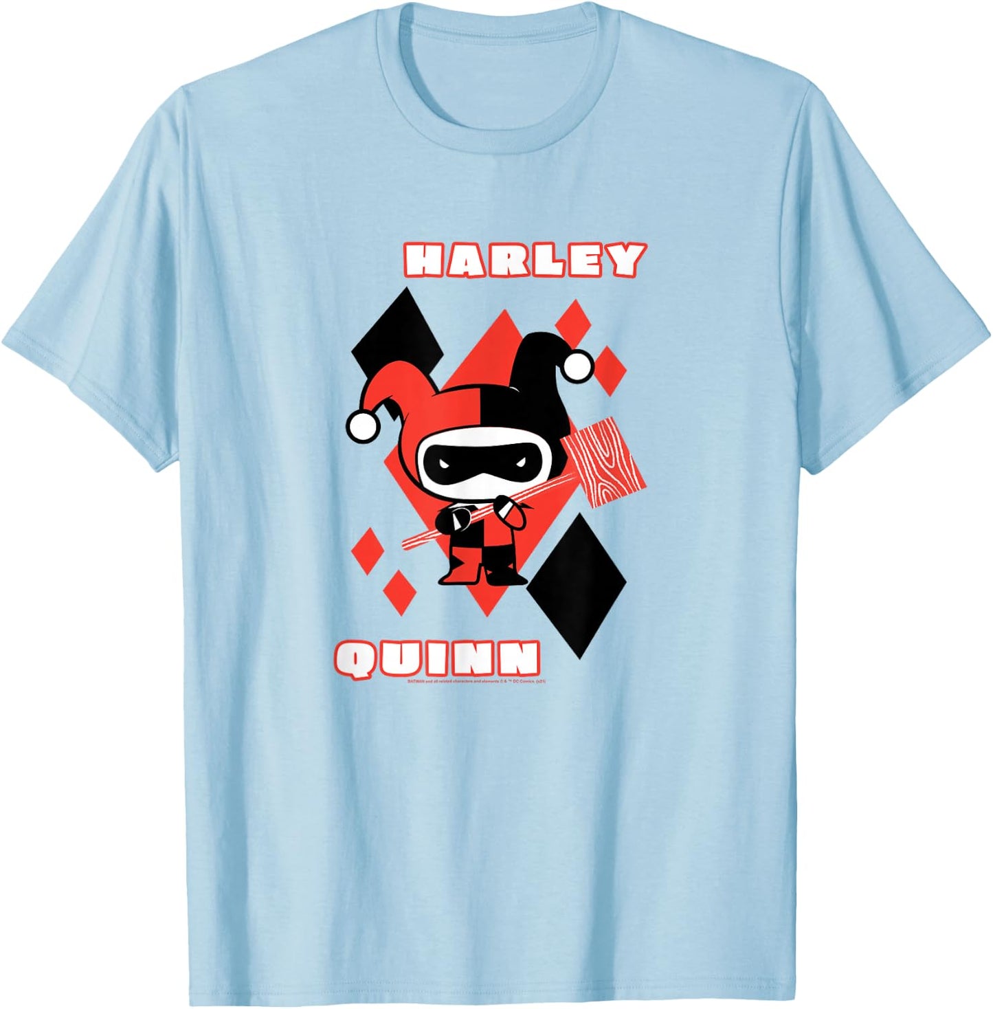 DC Comics Harley Quinn Chibi Diamond Portrait Logo T-Shirt - T-Shirt | Light Blue