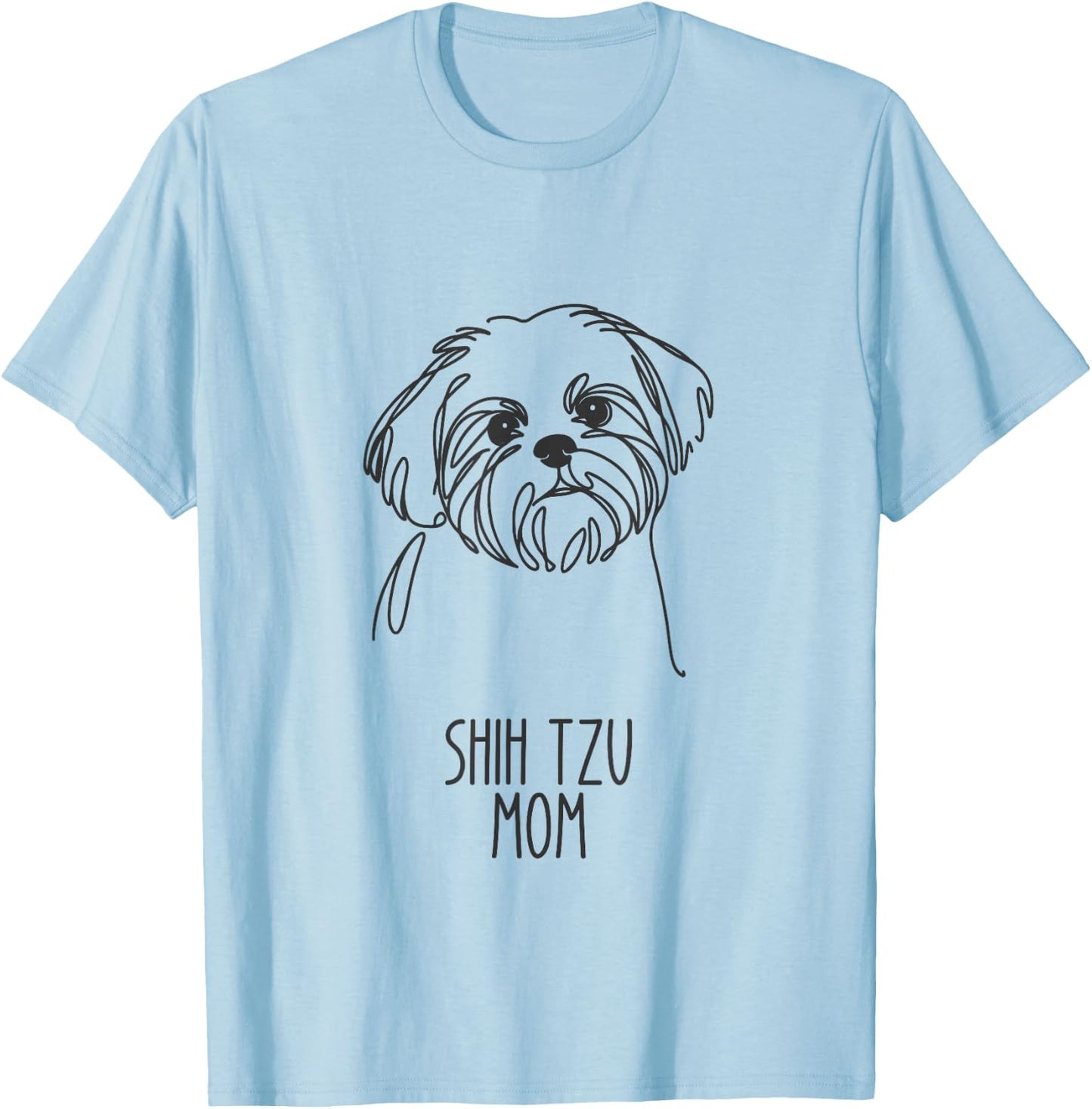 Line Art Best Dog Mom Women - Shih Tzu T-Shirt - T-Shirt | Light Blue