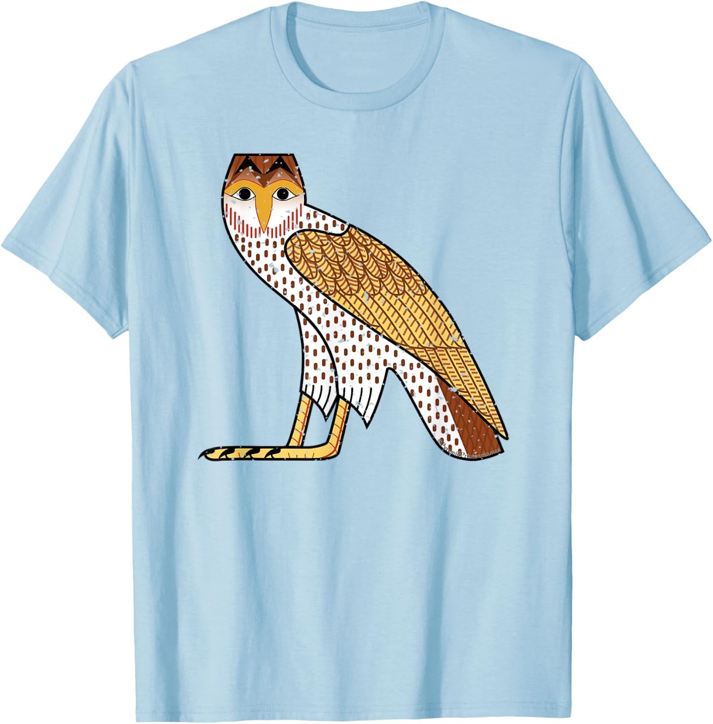 Ancient Egyptian Owl Wisdom Protection Hieroglyphic Letter M T-Shirt - T-Shirt | Light Blue