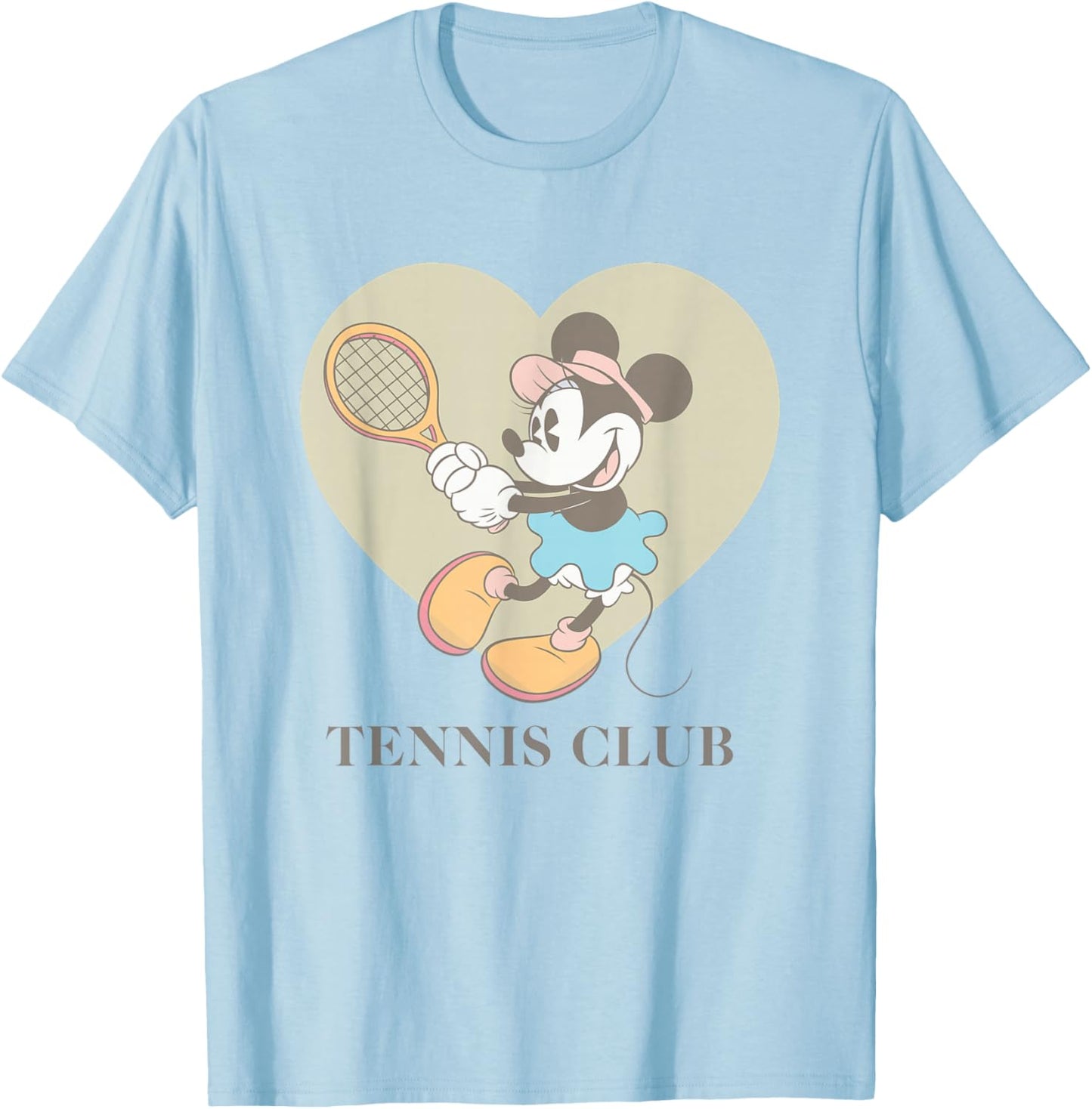 Disney Minnie Mouse Tennis Club Vintage Heart Portrait T-Shirt - T-Shirt | Light Blue