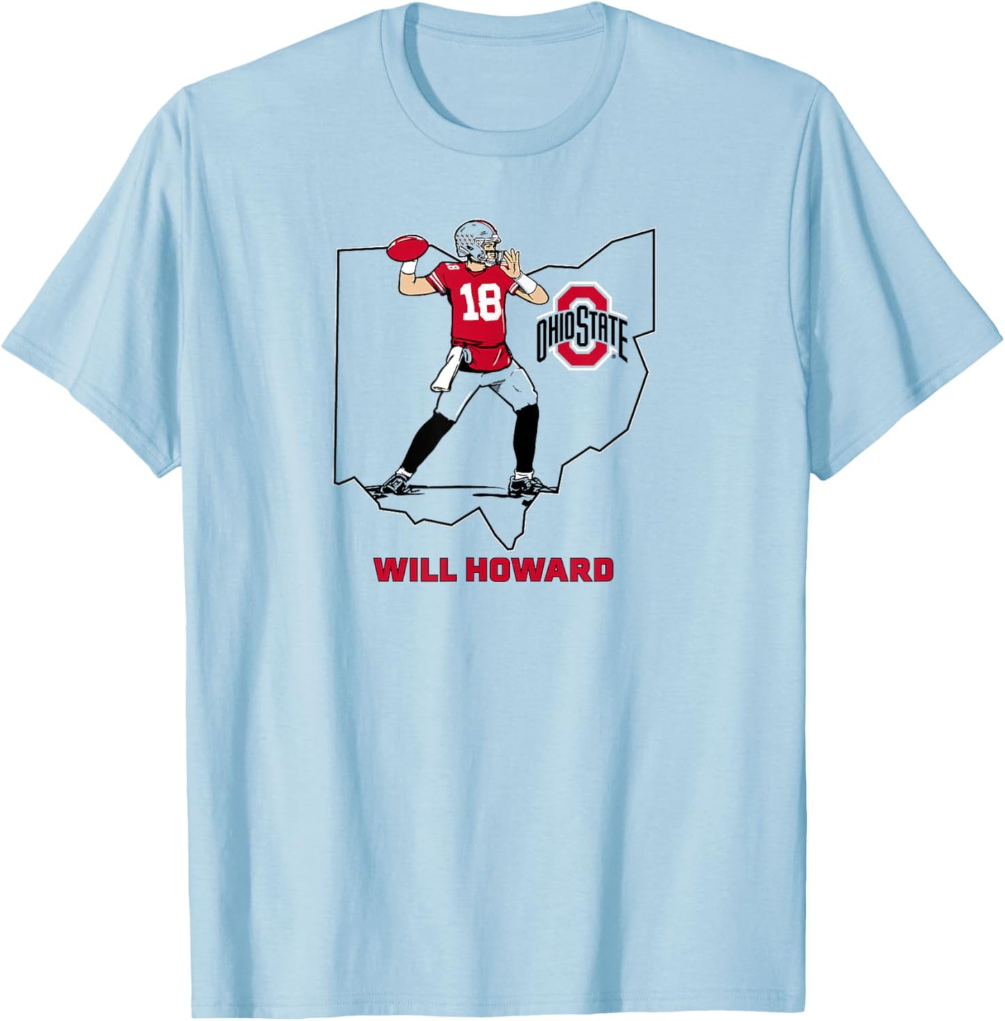 Ohio State Football: Will Howard State Star T-Shirt - T-Shirt | Light Blue