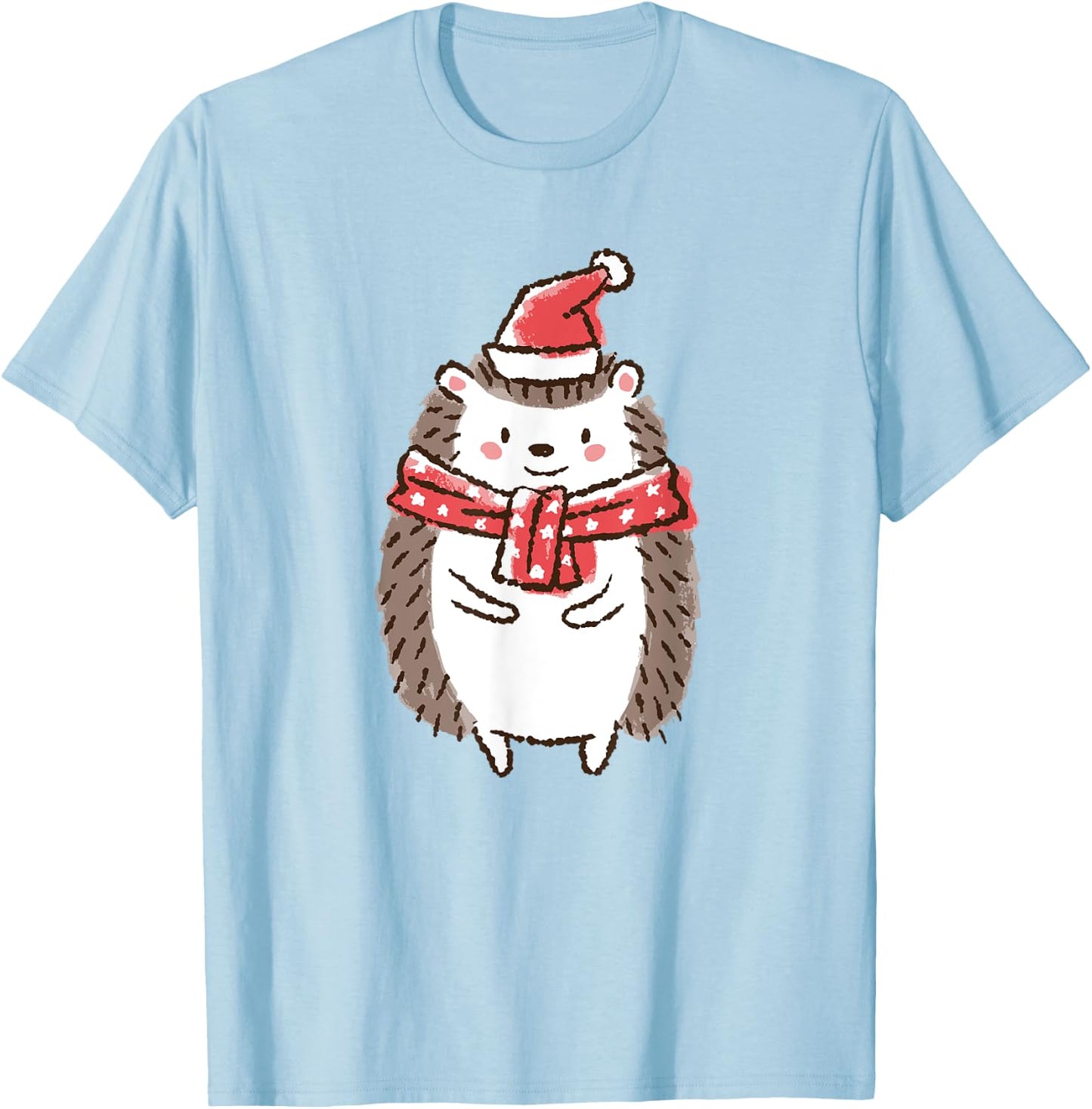 Cute Christmas Hedgehog Holiday T-Shirt - T-Shirt | Light Blue