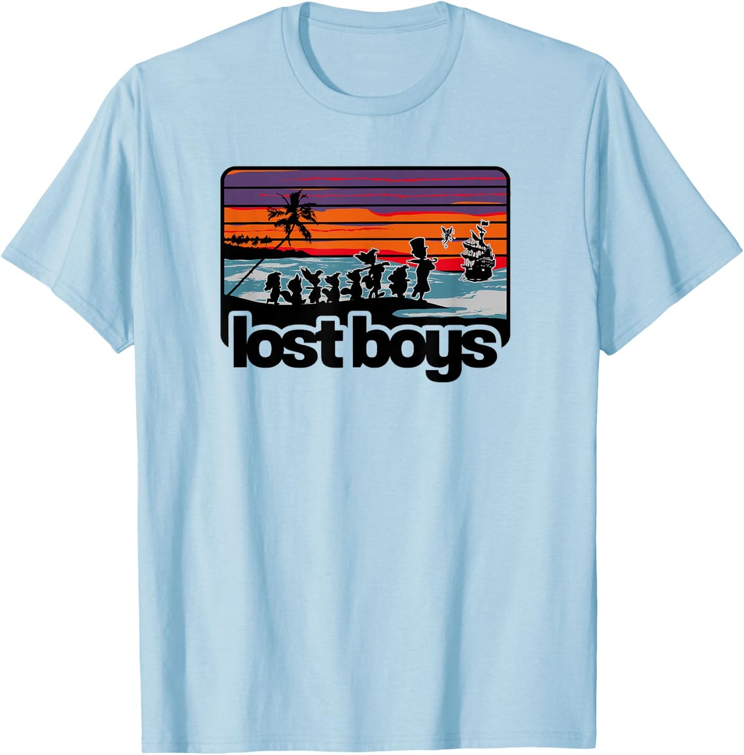 Disney Peter Pan Group Shot Lost Boys Color Stripes T-Shirt - T-Shirt | Light Blue