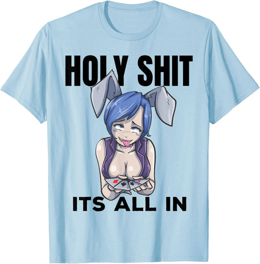 Otaku Ahegao Poker Ecchi Etchi Hentai Lewd Senpai Waifu Gift T-Shirt - T-Shirt | Light Blue