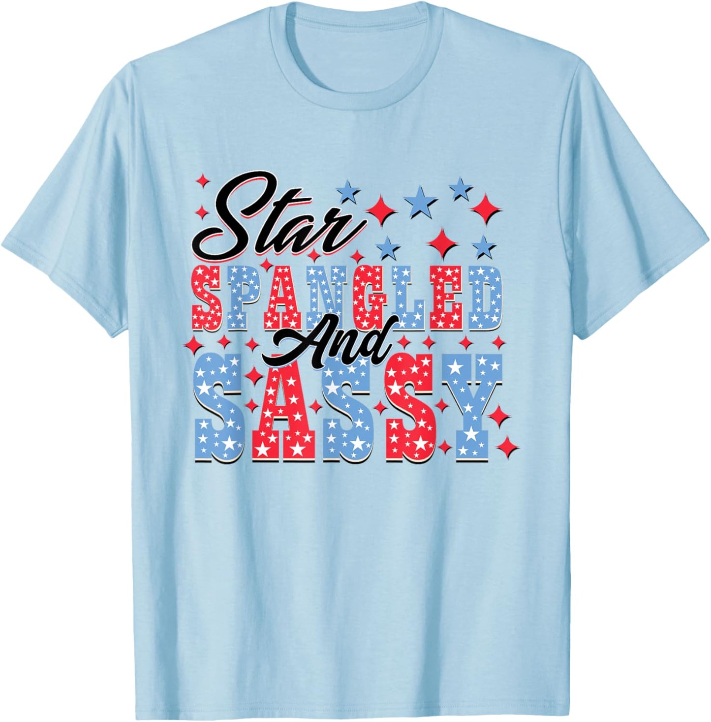 Star Spangled & Sassy Retro 4th Of July Independence Day Women Kids Men T-Shirt - T-Shirt | Light Blue