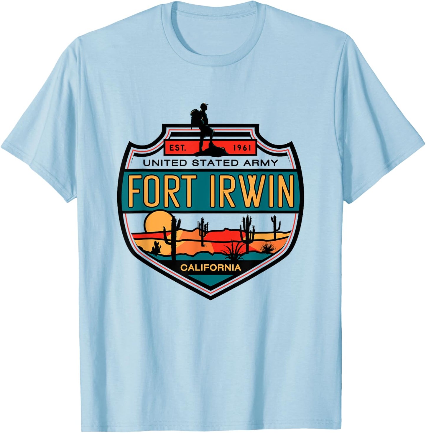 Fort Irwin Army United States Military Officially Licensed T-Shirt - T-Shirt | Light Blue