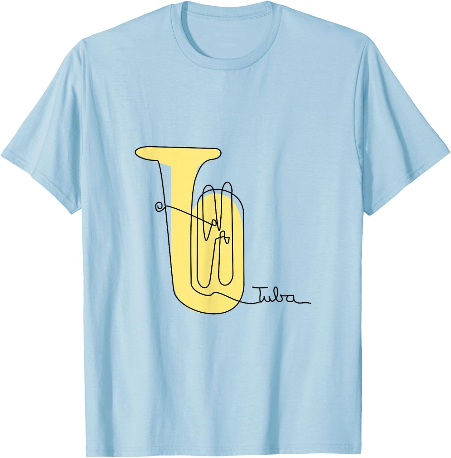 Tubist Brass Music Design One-Line Tuba T-Shirt - T-Shirt | Light Blue