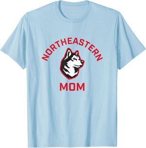 Northeastern University NEU Huskies Arched Mom T-Shirt - T-Shirt | Light Blue