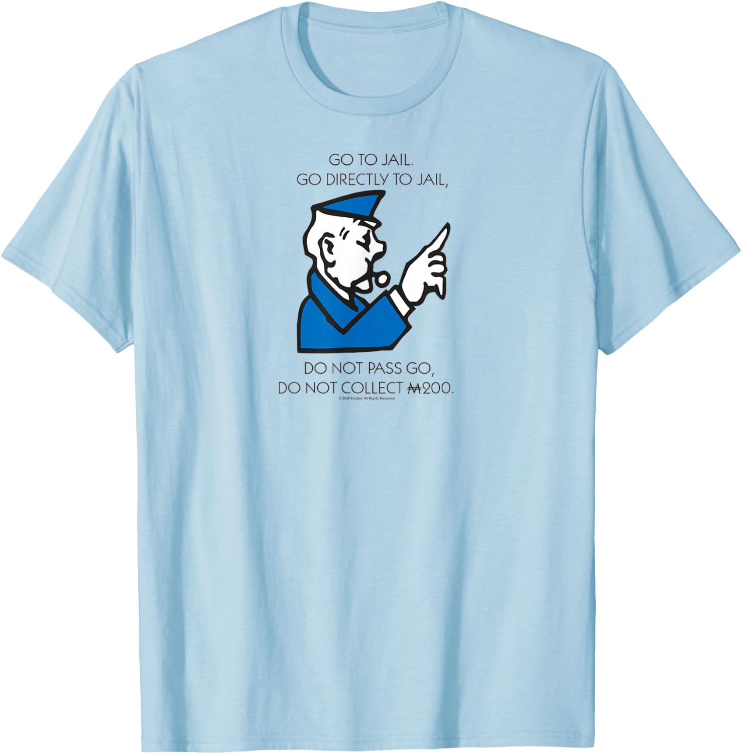 Monopoly Go Directly To Jail Game Board Vintage Logo T-Shirt - T-Shirt | Light Blue