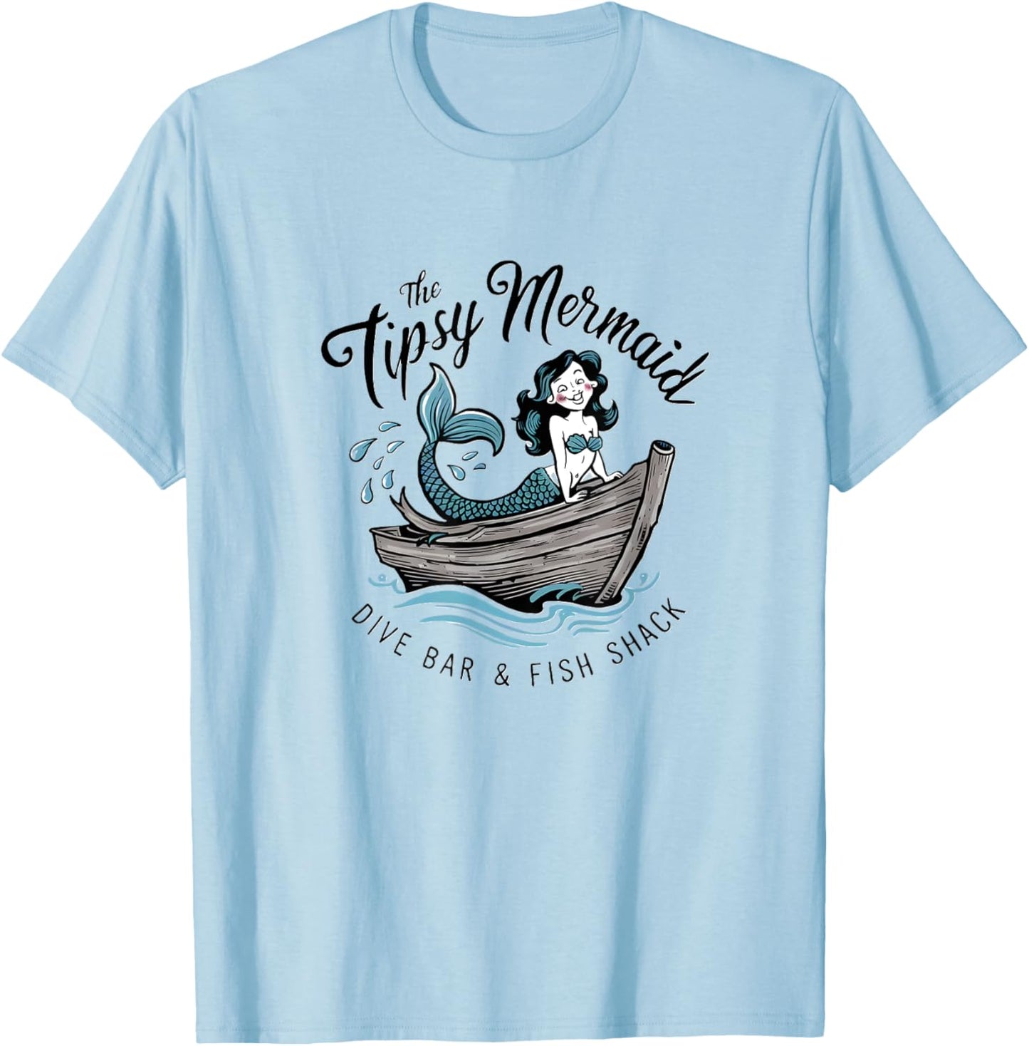 The Tipsy Mermaid Vintage Dive Bar & Fish Shack T-Shirt - T-Shirt | Light Blue