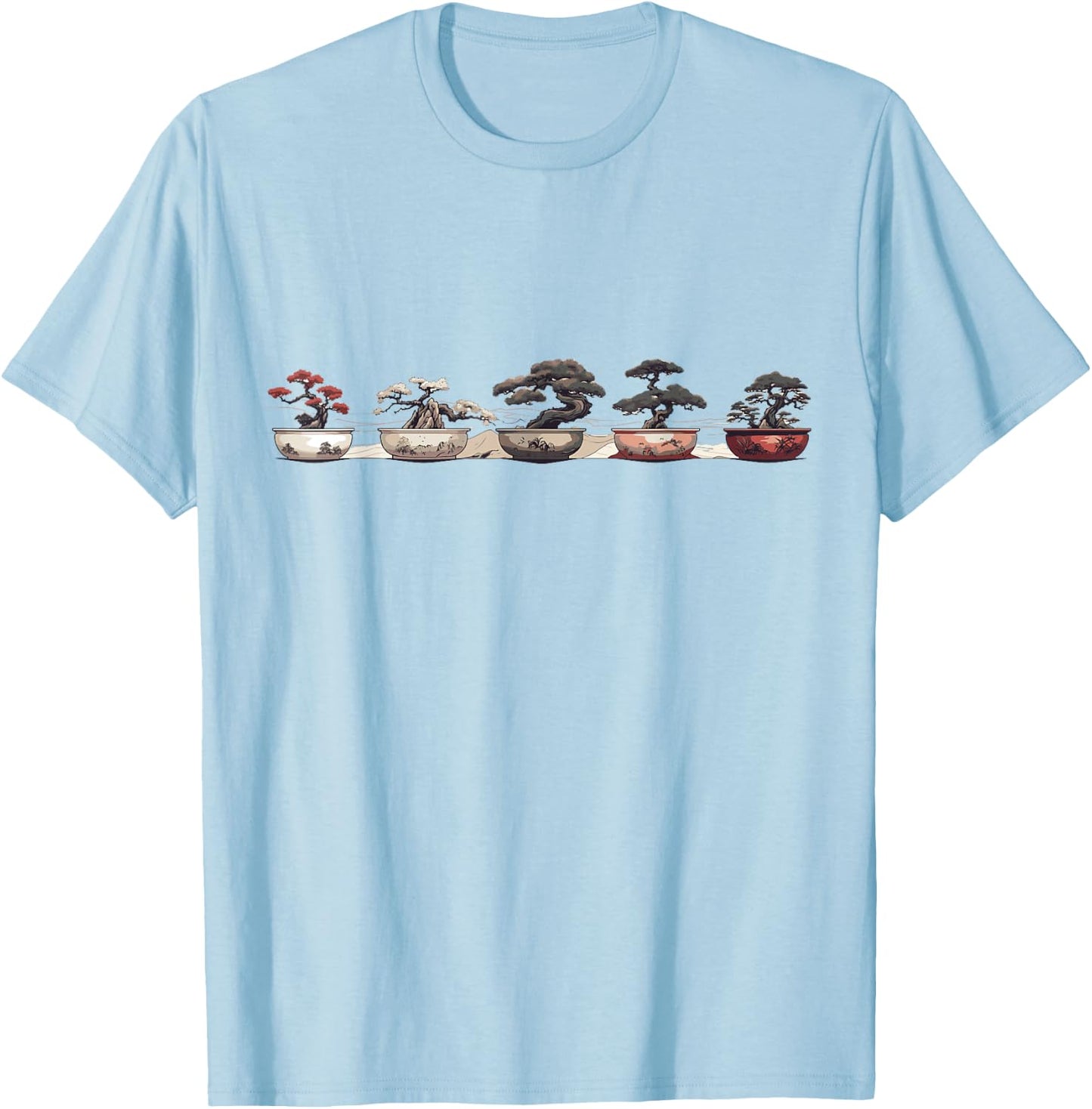Bonsai Plants Bonsai Tree Accessories Shirts Bonsai Tree - Women's Casual Modern Nature Cartoon Bonsai Theme - White, Small T-Shirt - T-Shirt | Light Blue