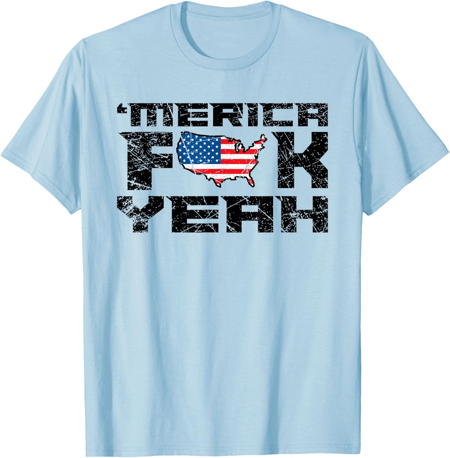 Merica FCK Yeah - 4th of July USA Funny Men T-Shirt - T-Shirt | Light Blue