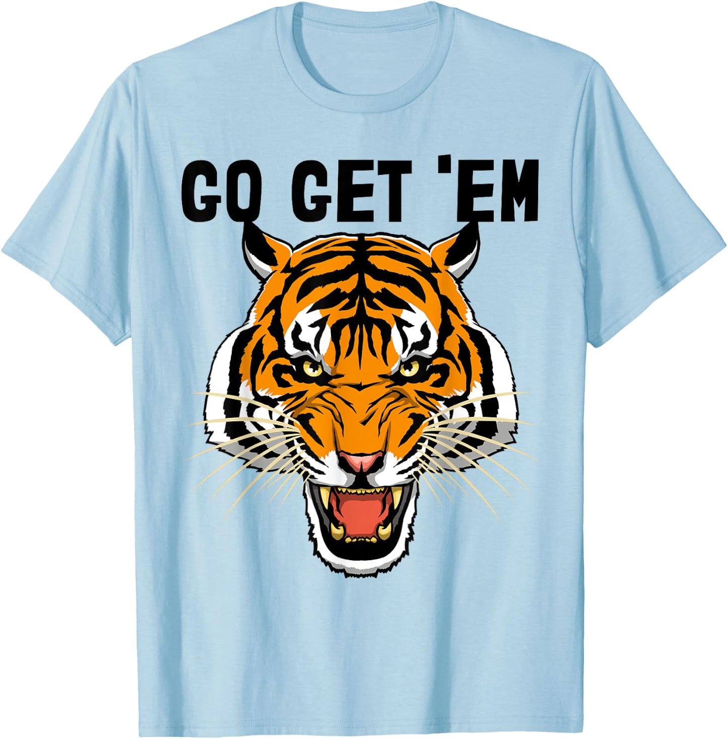 Go Get Em Shirt Roaring Tiger Men's Tiger Face T-Shirt - T-Shirt | Light Blue
