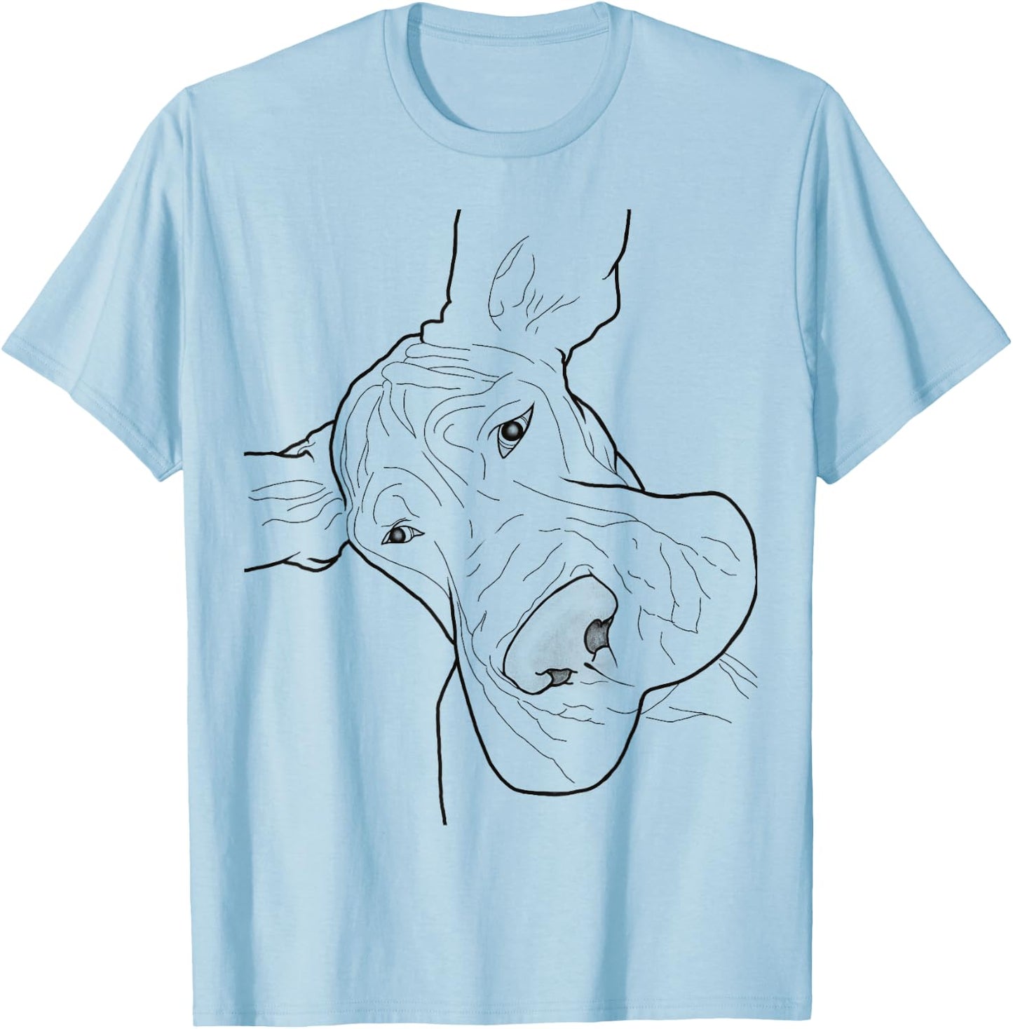 Funny Goofy Great Dane face Small T-Shirt - T-Shirt | Light Blue